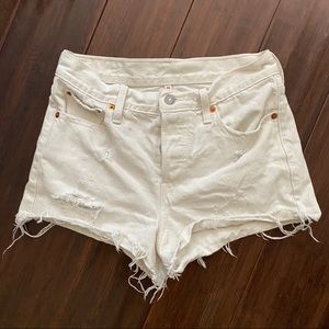 Levi White Cutoff Denim Shorts